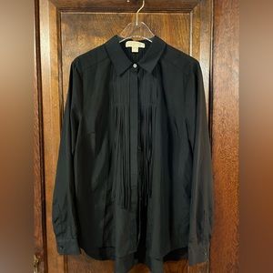 Michael Kors black fringe button down top